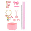 Ljojo 10-Piece Tumbler Accessories Set: Straw, Cover, Cap, Boot, Spill Proof Stopper, Letter Keychain, Charm, Sticker