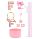 Ljojo 10-Piece Tumbler Accessories Set: Straw, Cover, Cap, Boot, Spill Proof Stopper, Letter Keychain, Charm, Sticker