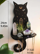 Ljojo™ Black Cat Star Crystal Shelf: Boho Wooden Wall Decor Ledge