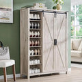 Ljojo™ Sliding Door Shoe Storage Cabinet, 7-Tier Farmhouse Organizer