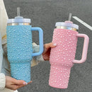 Ljojo 40oz Diamond Thermos Cup Stainless Steel Vacuum Flask Insulated Thermal Water Bottle