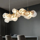 Ljojo Minimalist Glass Pendant Light in Gold Iron for Luxury Living Room