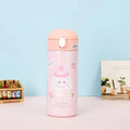 Ljojo 380ml Stainless Steel Vacuum Flask with Straw - Cute Thermal Insulation Water Bottle