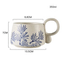 Ljojo 12oz Blue and White Ceramic Coffee Mug - Handmade Stoneware Cup