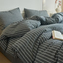 Ljojo Luxury Cotton Stripe Duvet Cover Set - Yarn-Dyed Bedding Set