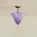 French Glass Hanging Lamp with Polka Dot Lampshade | Retro Ceiling Pendant Light by Ljojo