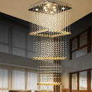Ljojo Luxury Crystal Teardrop Chandelier for Long Stair Pendant Light