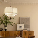 Ljojo French Retro Fabric Bedroom Pendant Lights Solid Wood Chandelier Lighting