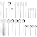 Ljojo 30-Piece Stainless Steel Dinnerware Set - Black Knife Fork Spoon Western Cutlery