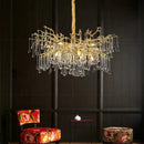 Ljojo Luxury Water Droplet Crystal Chandelier Light for Living Room Decor Golden Branch Pendant Fixture