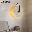 Wabi Sabi Style Yellow Travertine Round LED Wall Sconce Light for Bedroom by Ljojo
