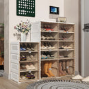 Ljojo™ Stackable Shoe Rack Organizer with Clear Magnetic Door, Large Plastic Cabinet