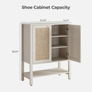 Ljojo™ 5 Tier Rattan Entry Shoe Organizer Cabinet with Shelves & Doors