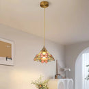 Antique Brass Stained Glass Chandelier Japanese Style Butterfly Lamp by Ljojo