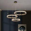 Ljojo Luxury Gold Round Crystal Chandelier Pendant Light for Living Dining Bedroom