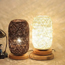 Wabi-sabi Rattan Twine LED Table Lamp Hand Knitted Chandelier by Ljojo