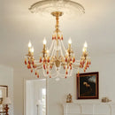 French Red Crystal Chandelier Pendant Light by Ljojo - Luxury Copper E14 LED Hanging Lamp