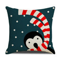 Christmas Cartoon Pillowcase | Deer & Bear Print | Linen Cushion Cover | Ljojo Brand