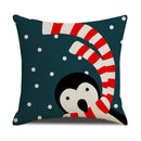 Christmas Cartoon Pillowcase | Deer & Bear Print | Linen Cushion Cover | Ljojo Brand