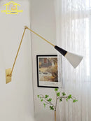 American Retro Medieval Black/Gold Brass Wall Lamp LED E14 Adjustable Swing Arm Sconces Bedside by Ljojo