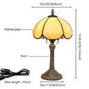 8 inch Modern Stained Glass Bedside Table Lamp - Beige Lampshade for Living Room by Ljojo