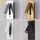 Ljojo 3W USB Wall Light, 350° Rotation, Hotel Bedroom Reading Sconce