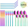 Ljojo 20-Piece Stainless Steel Gold Cutlery Set and Metal Straw Kit