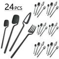 Ljojo 24-Piece Stainless Steel Cutlery Set in Matte Black Finish