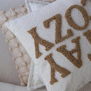 Chenille Embroidered Cushion Cover 18"x18" for Living Room Sofa, Ljojo Beige Pillowcase