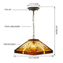 Ljojo Mission Style Stained Glass Pendant Light Fixture for Dining Room & Home Office