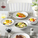Ljojo 24/48-Piece Black Rim Porcelain Dinnerware Set for 6/12 - Plates/Bowls Service
