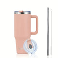 Ljojo 40oz Stainless Vacuum Insulated Coffee Cup with Handle and Straw