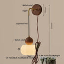 Ljojo LED Wall Sconce Walnut Wood Pull Chain Switch Art Light