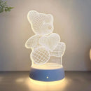 3D Illusion Teddy Bear Night Light Bedlight for Children Bedroom Decoration Gift Ljojo