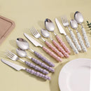 Ljojo 24-Piece Pearl Handle Luxury Cutlery Set - Stainless Steel Knife Fork Spoon Shell Spoon Kit