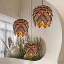 Rustic Pine Cone Chandelier Retro Wooden Art Decorative Lamps by Ljojo