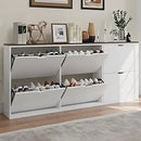 Ljojo™ Shoe Storage Cabinet with 6 Adjustable Drawers, Handleless Design - White