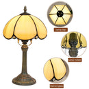 8 inch Modern Stained Glass Bedside Table Lamp - Beige Lampshade for Living Room by Ljojo