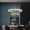 Ljojo Luxury Gold Round Crystal Chandelier Pendant Light for Living Dining Bedroom