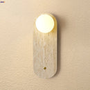 Ljojo LED Wall Light: Modern Nordic Yellow Travertine Glass Bedside Lamp