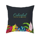 Flamingo Flower Rainforest Cushion Cover with Tropical Plant Animal Pattern by Ljojo