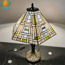 16 Inch Tiffany Style Antique Art Table Lamp Stained Glass Metal Base for Living Room by Ljojo