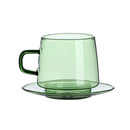 Ljojo 350ml Stackable Glass Coffee Tea Cup in Amber Blue Green Colors