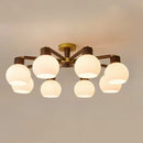 Nordic Glass LED Chandelier Modern Wooden Pendant Lamp Home Decor by Ljojo
