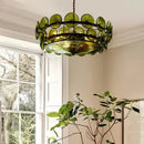Art Glass Chandelier Ljojo Amber Green White E14 Lamp Bauhaus Design