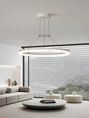 Modern Black LED Pendant Lamp Ring Chandelier Lighting Fixture by Ljojo for Living Room Kitchen Dining Bedroom