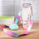 Ljojo 4Pcs Colorful Tumbler Cup Holder Set with Adjustable Strap & Handle