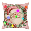 Ljojo LED Light Luminous Pillowcase with Garland Santa Claus Snowman Pattern