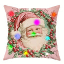 Ljojo LED Light Luminous Pillowcase with Garland Santa Claus Snowman Pattern