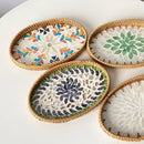 Ljojo Light Luxury Shell Inlaid Rattan Storage Basket Tray